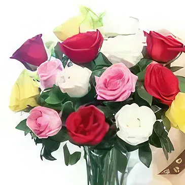 Ad Dilam blomster- Roser med Teddy Blomsterarrangementer bukett