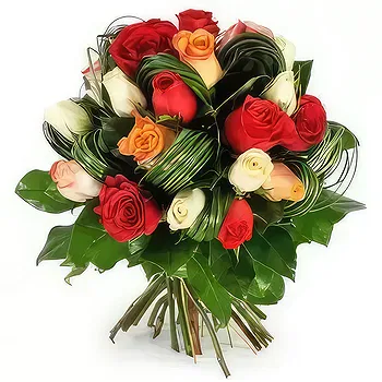 France flowers  -  Round bouquet of colorful roses Joy Flower Delivery