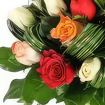 Le François flowers  -  Round bouquet of colorful roses Joy Flower Bouquet/Arrangement