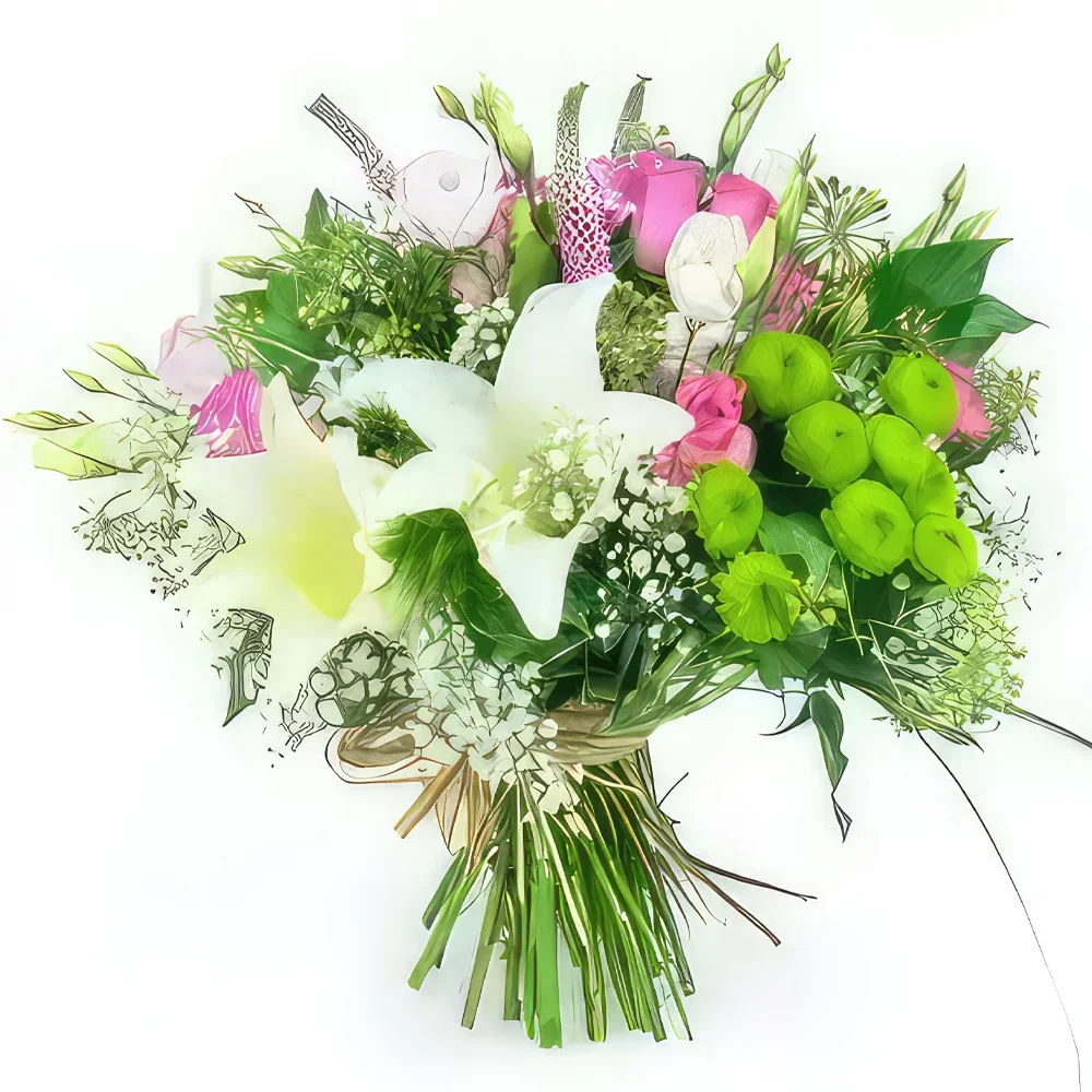Στρασβούργο λουλούδια- Στρογγυλό μπουκέτο λουλούδια Lily Rose Μπουκέτο/ρύθμιση λουλουδιών