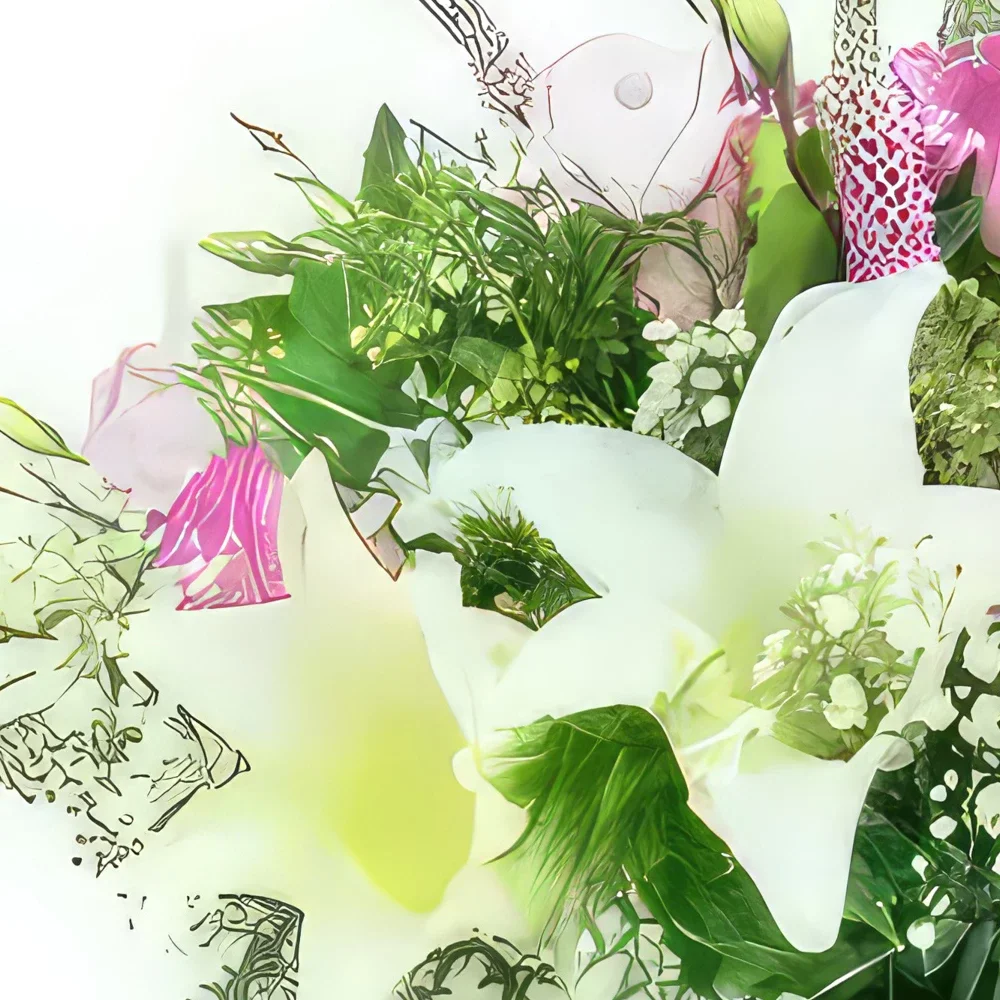 リヨン 花- 花の丸い花束リリーローズ 花束/フラワーアレンジメント