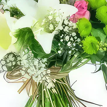 Paryż kwiaty- Okrągły bukiet kwiatów Lily Rose Bukiet ikiebana
