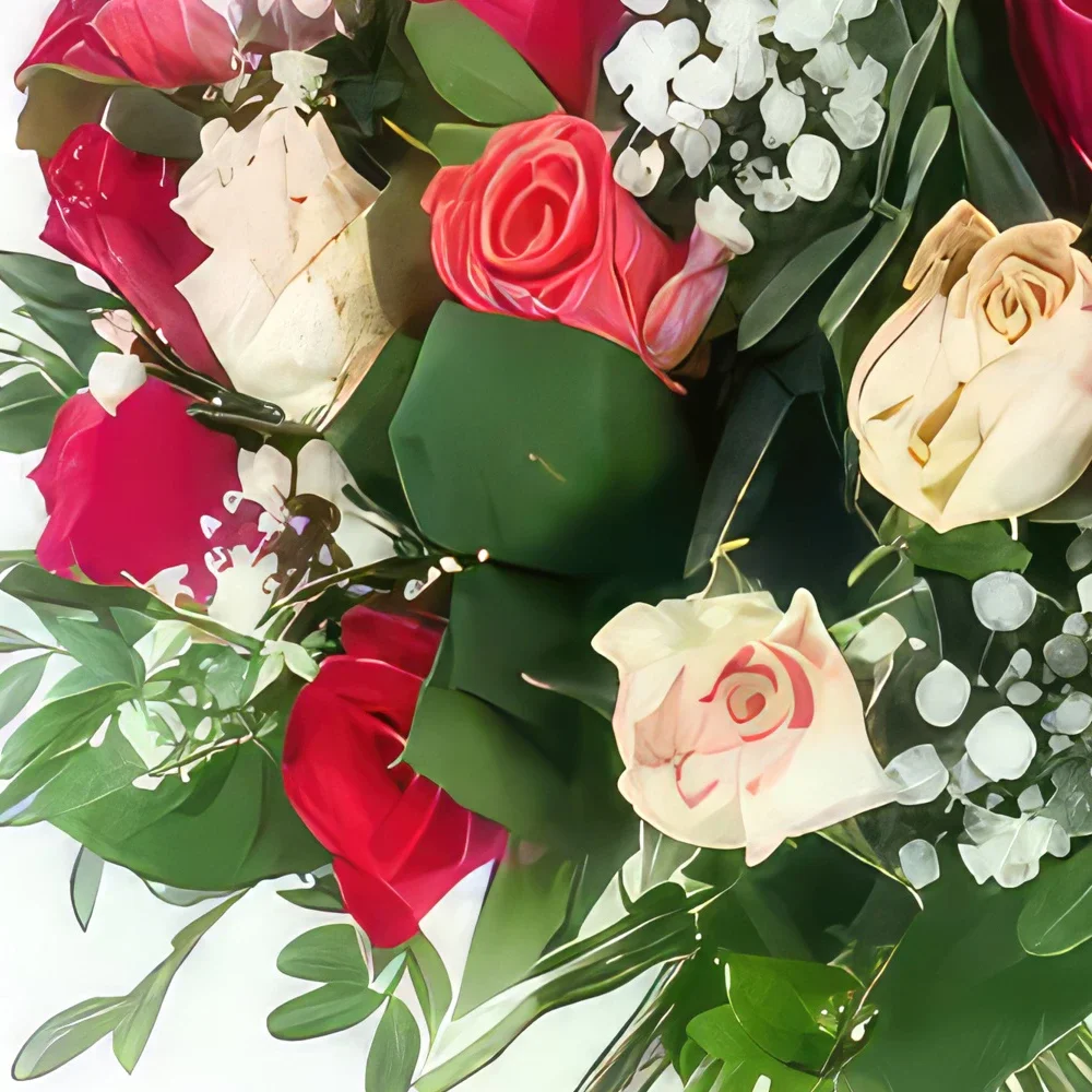 Бордо цветя- Кръгъл букет лионски рози Букет/договореност цвете
