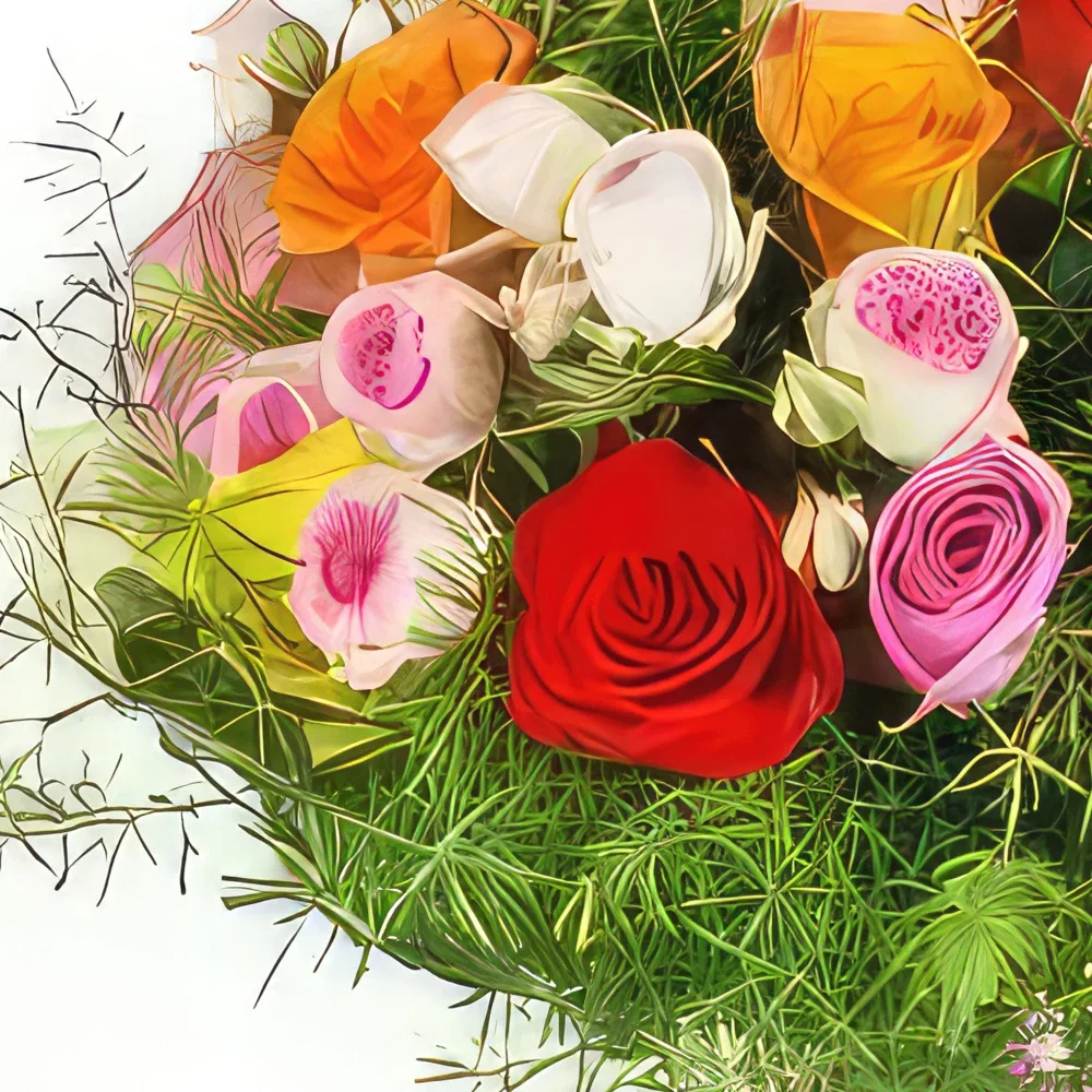 flores Marsella floristeria -  Ramo redondo de rosas multicolores Ramo de flores/arreglo floral