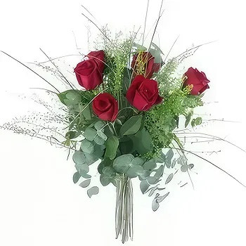 France flowers  -  Rustic bouquet of red roses Athens Flower Delivery