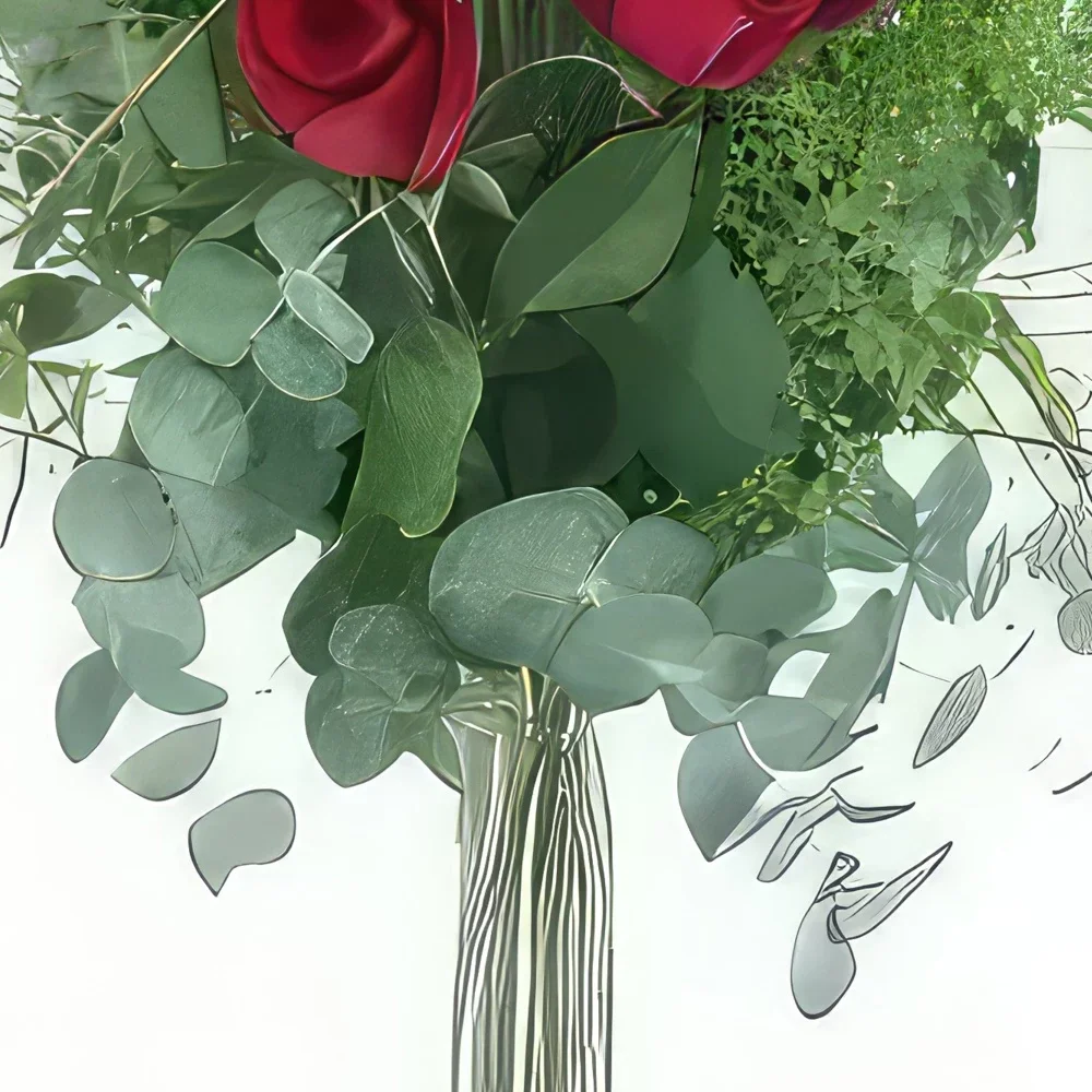 Paris blomster- Rustik buket af røde roser Athen Blomst buket/Arrangement