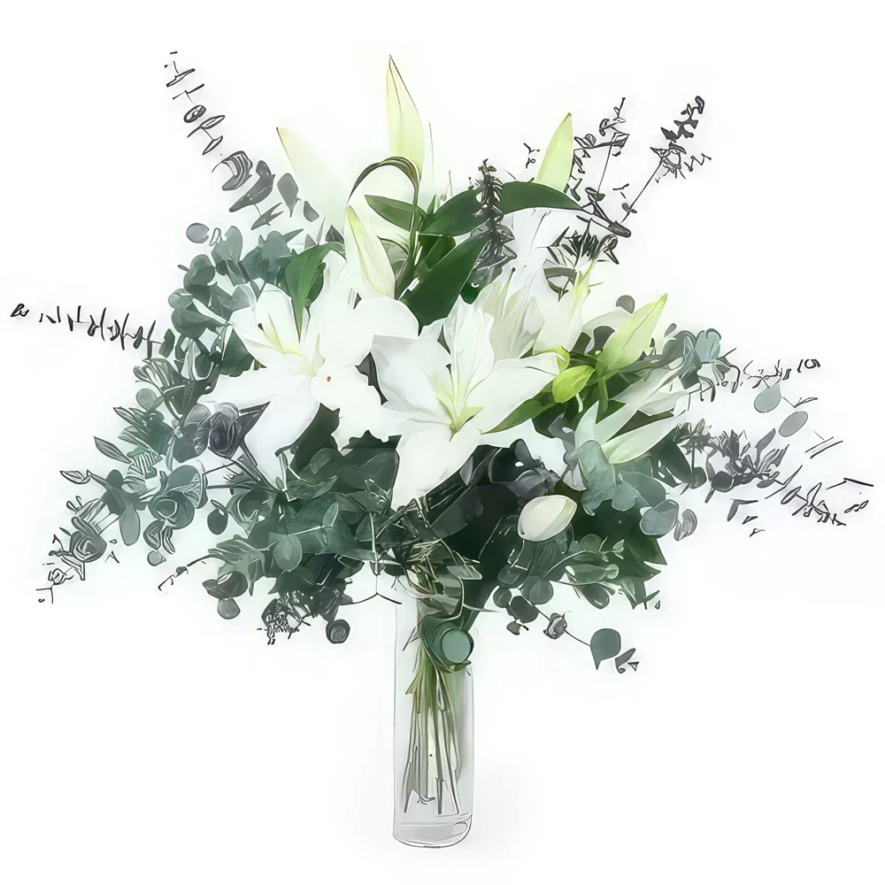 Lyon bunga- Buket pedesaan bunga lili putih Herne Rangkaian bunga karangan bunga