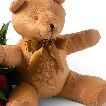 flores de Uberlândia- Buquê de 12 Rosas Vermelhas e Ursinho de Pelú Bouquet/arranjo de flor