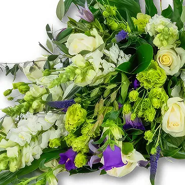Holandia kwiaty- Bukiet pogrzebowy biało-fioletowy (70cm) Bukiet ikiebana
