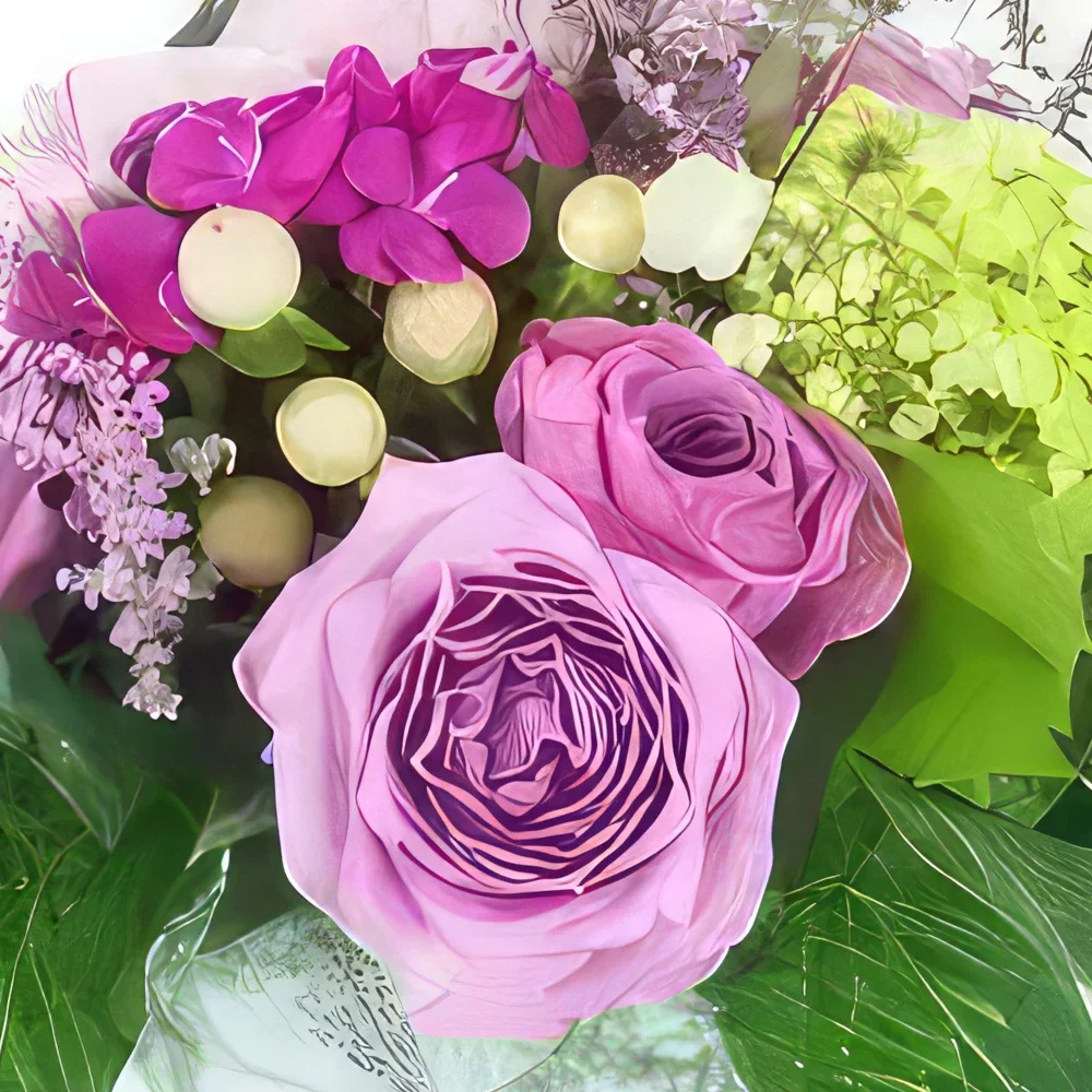 Нант цветя- Аранжировка от лилави цветя в Сиатъл Букет/договореност цвете