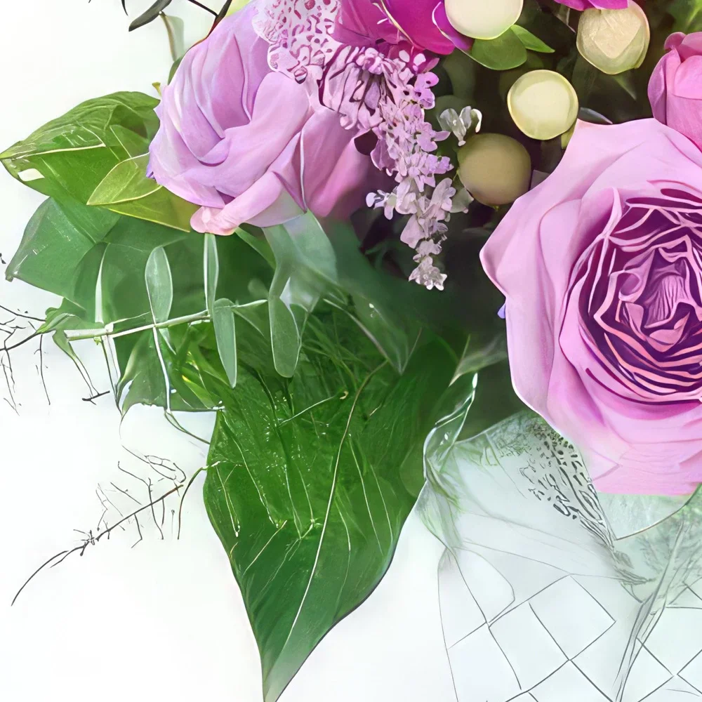Нант цветя- Аранжировка от лилави цветя в Сиатъл Букет/договореност цвете