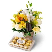Santa Maria online Florist - Arrangement of Country Flowers in Wood and Ch Bouquet