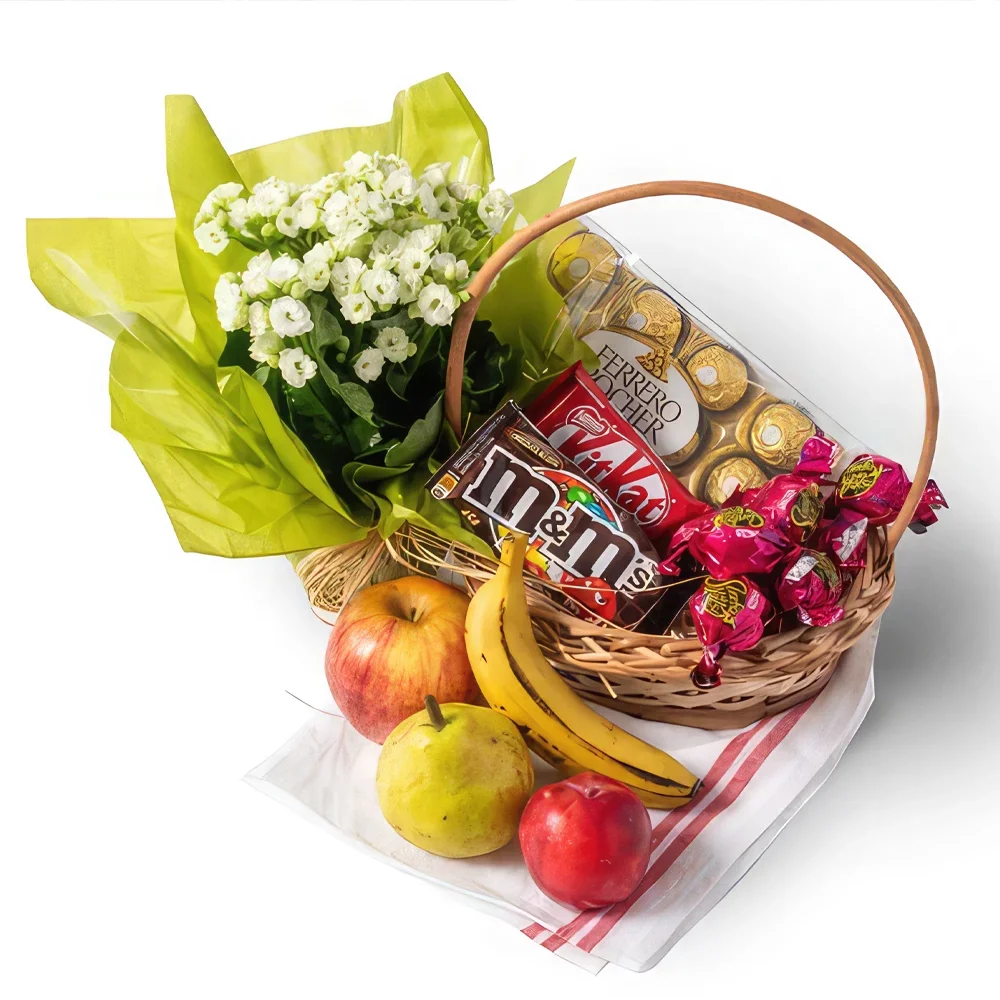 Белу-Оризонти цветы- Корзина шоколада, фруктов и цветов Цветочный букет/композиция