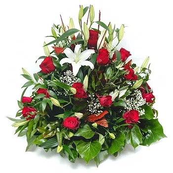 San Marino flowers  -  White and Red Funeral Pillow Flower Delivery