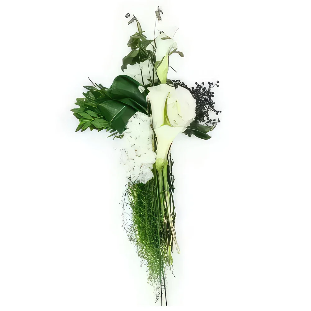 Montpellier Blumen Florist- Kleines Quecksilberkreuz mit gestickten Blume Bouquet/Blumenschmuck