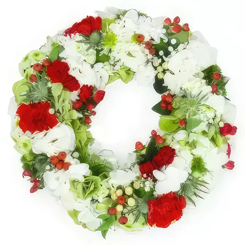 Λιλ λουλούδια- Μικρή κορώνα από κόκκινα & λευκά λουλούδια Am Μπουκέτο/ρύθμιση λουλουδιών