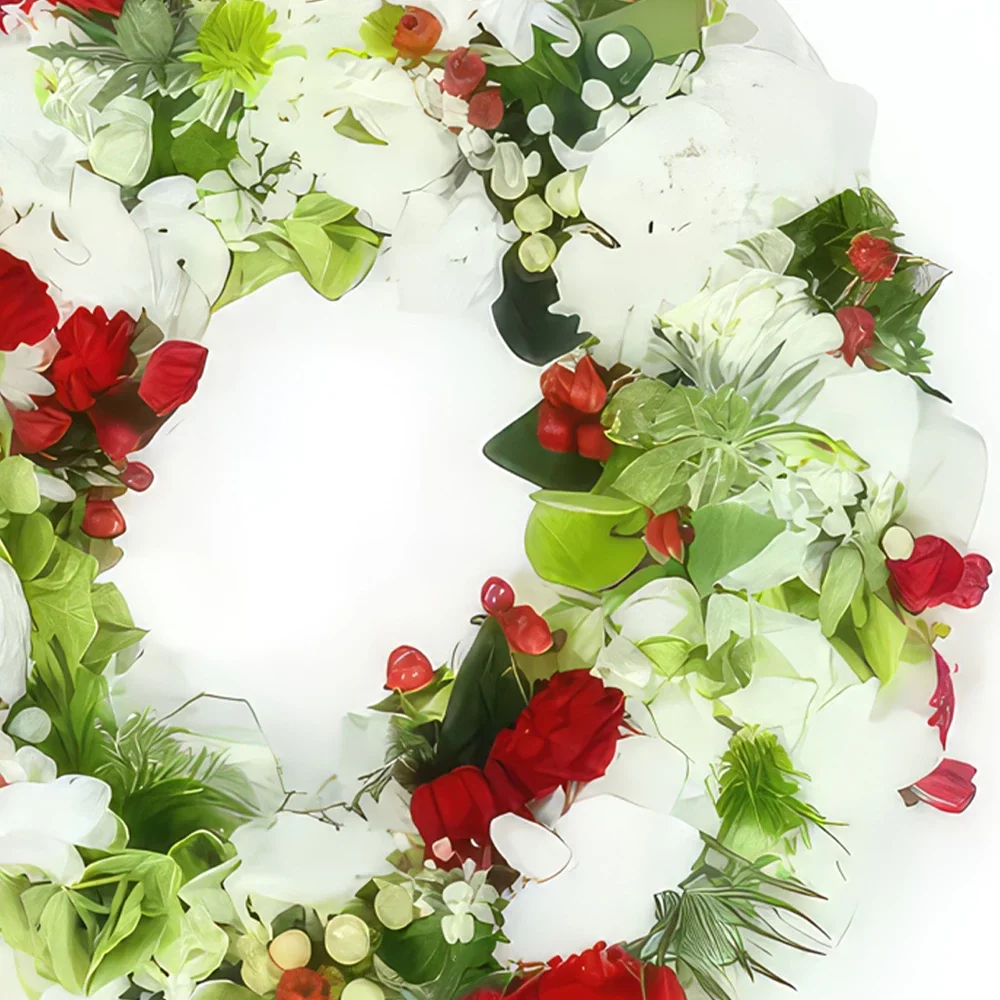 fleuriste fleurs de Bordeaux- Petite couronne de fleurs rouges & blanches A Bouquet/Arrangement floral
