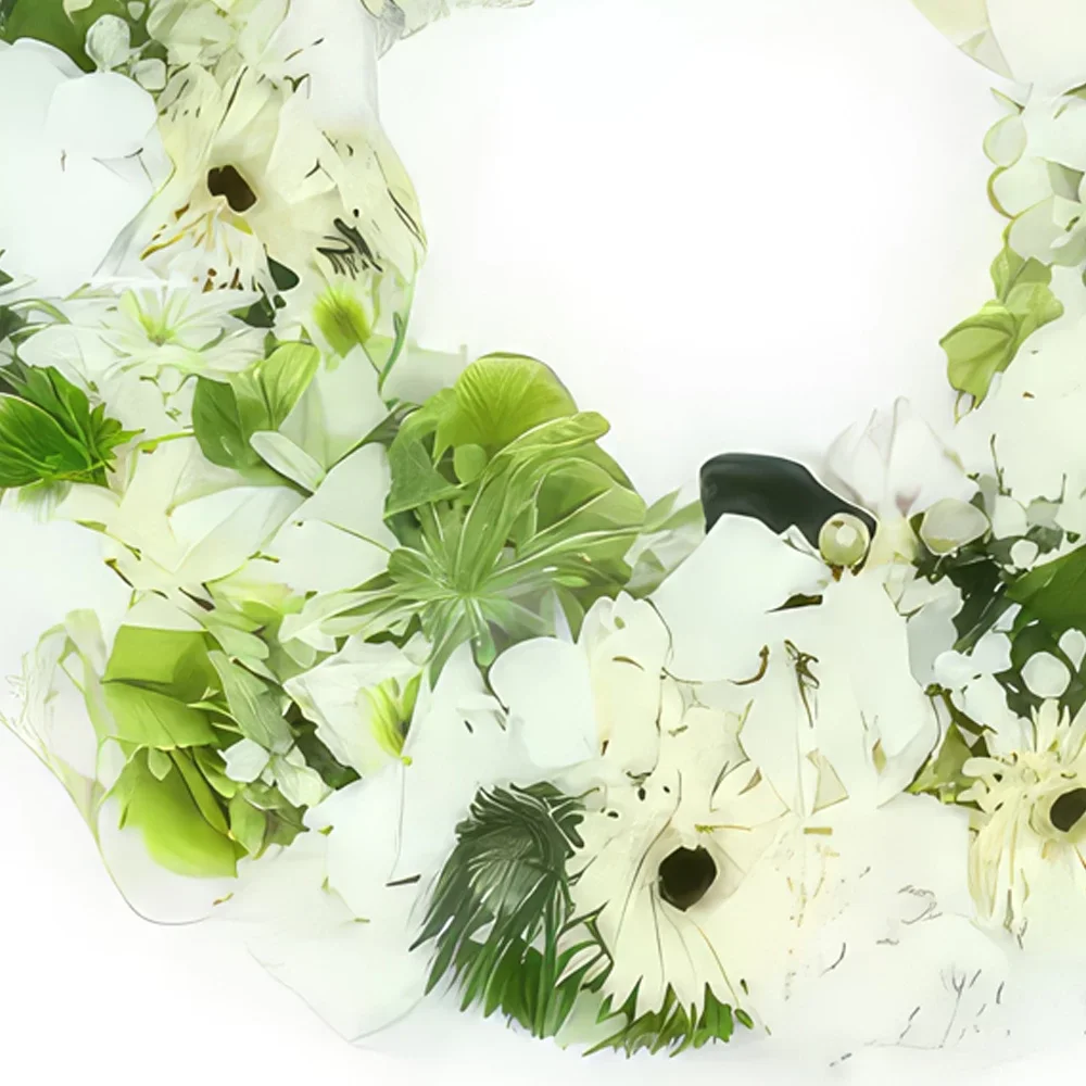 Marseille Blumen Florist- Kleiner Kranz aus weißen Epona-Blüten Bouquet/Blumenschmuck