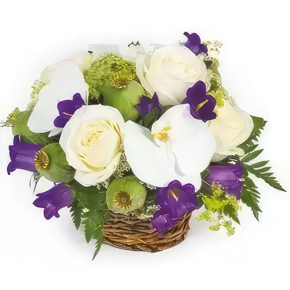 Бордо цветя- Усмихната кошница с цветя Букет/договореност цвете