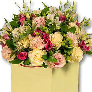 An-Najadah blomster- Myk rosa og hvit rosebukett Blomsterarrangementer bukett