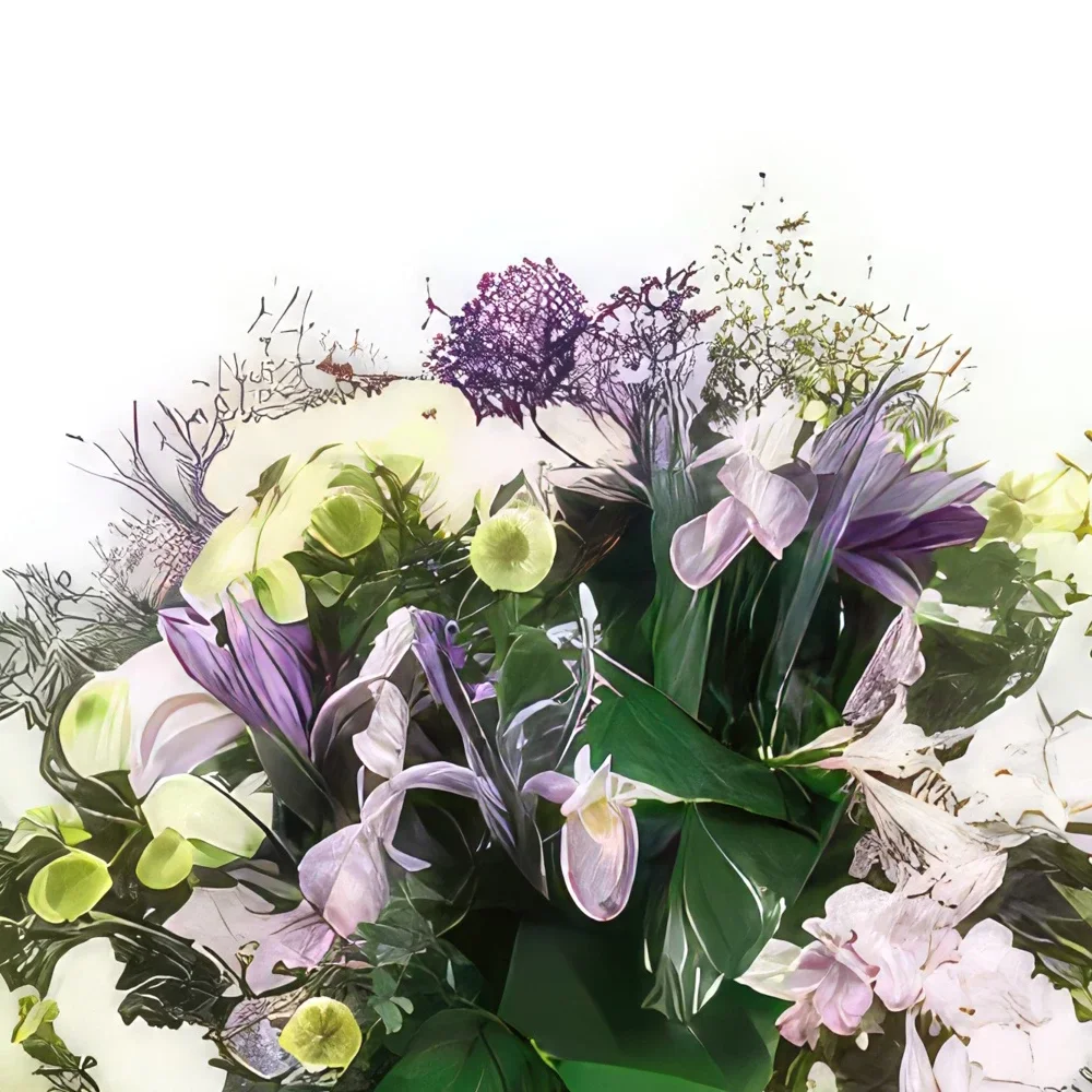 flores Nantes floristeria -  Composición solemne de luto malva y blanco Ramo de flores/arreglo floral