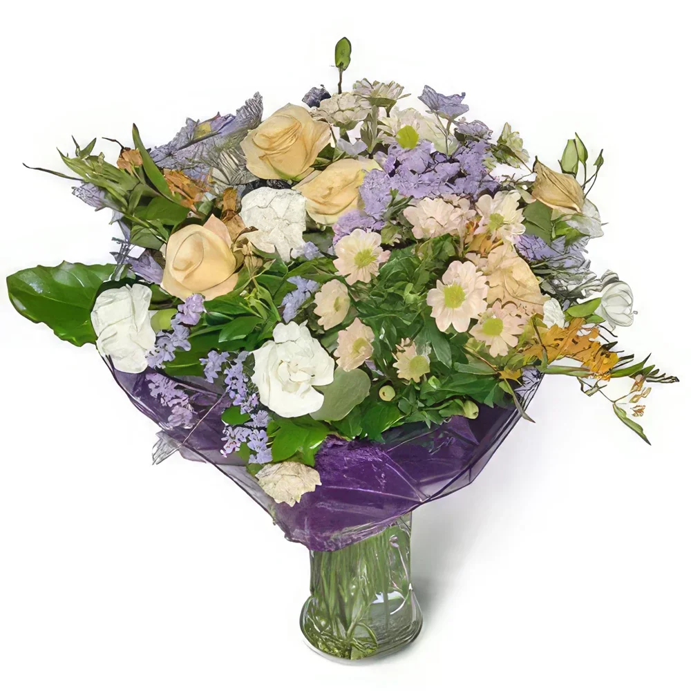 Krakkó-virágok- Lila elrendezés Virágkötészeti csokor