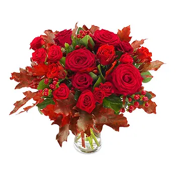 San Marino flowers  -  Vibrant Red Roses & Berries Bouquet Flower Delivery