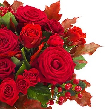 Italy flowers  -  Vibrant Red Roses & Berries Bouquet Flower Bouquet/Arrangement