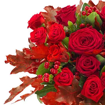 Italy flowers  -  Vibrant Red Roses & Berries Bouquet Flower Bouquet/Arrangement