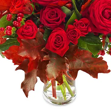 Italy flowers  -  Vibrant Red Roses & Berries Bouquet Flower Bouquet/Arrangement