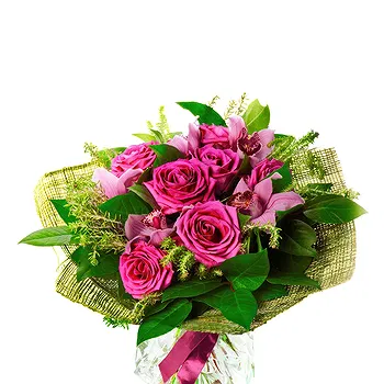 San Marino flowers  -  Bouquet of Pink Lilies and Roses Flower Delivery
