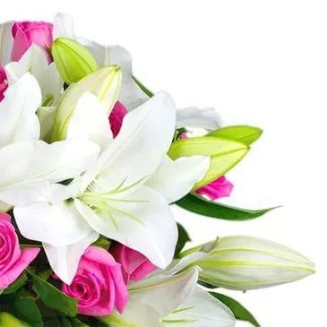 Italia blomster- Bukett med hvite liljer og rosa roser Blomsterarrangementer bukett