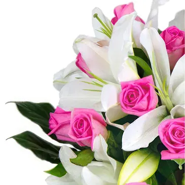 Italia blomster- Bukett med hvite liljer og rosa roser Blomsterarrangementer bukett