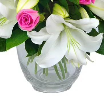 Italia blomster- Bukett med hvite liljer og rosa roser Blomsterarrangementer bukett
