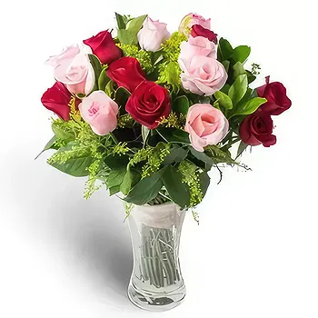 Brazil flowers  -  36 Vase of Three Colors Roses Flower Delivery
