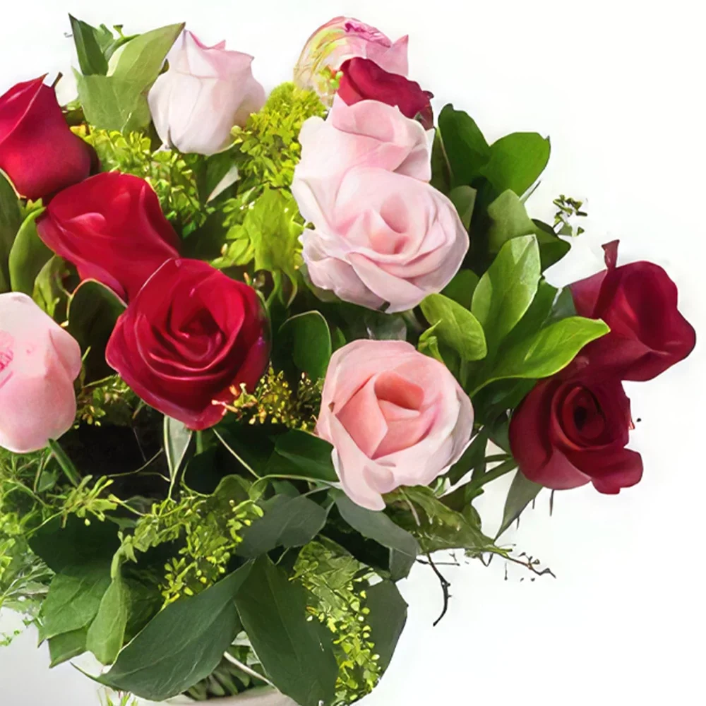 Belém kvety- 36 Váza troch farieb Ruže Aranžovanie kytice