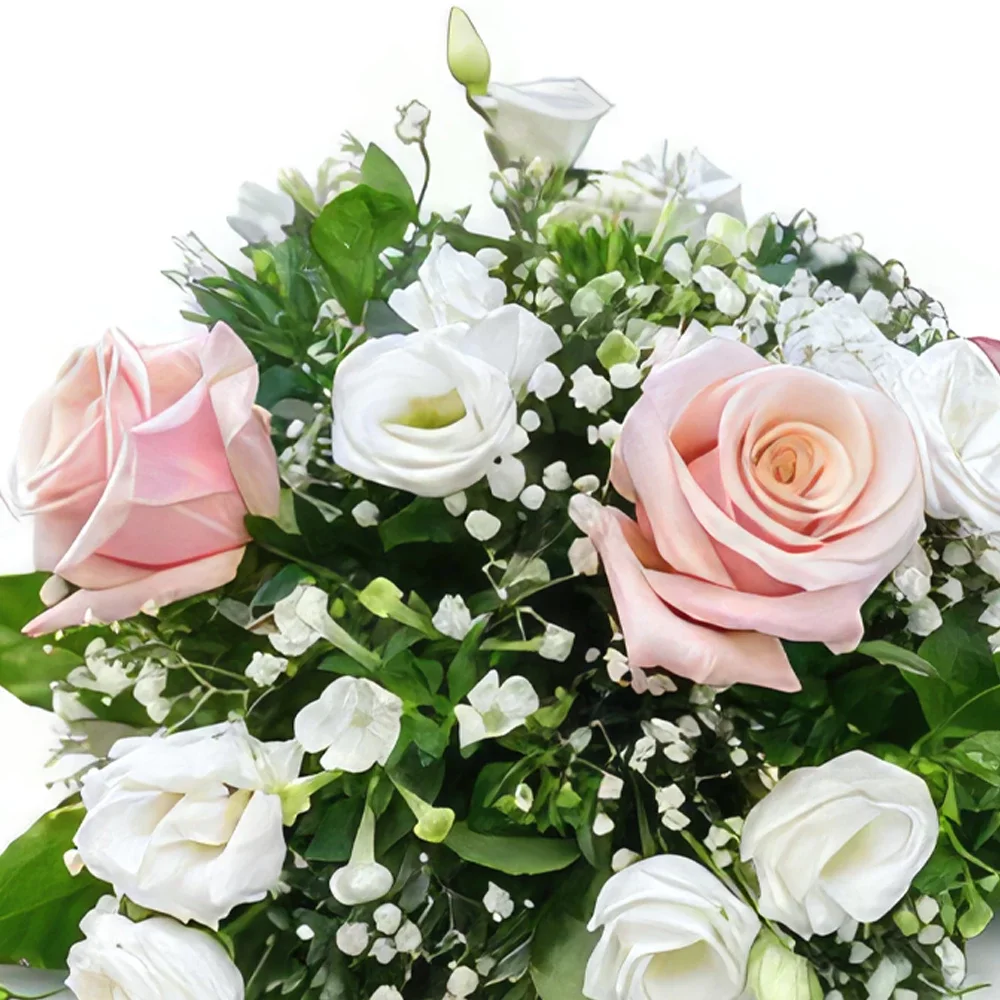 Ibiza blomster- Hvit og rosa Blomsterarrangementer bukett