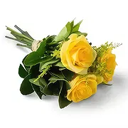 Brasília Florista online - Buquê de 3 Rosas Amarelas Buquê