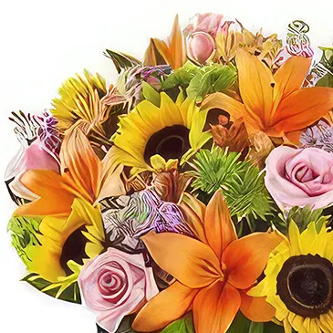 Ad Dilam blomster- Lyse solrike blomster Blomsterarrangementer bukett