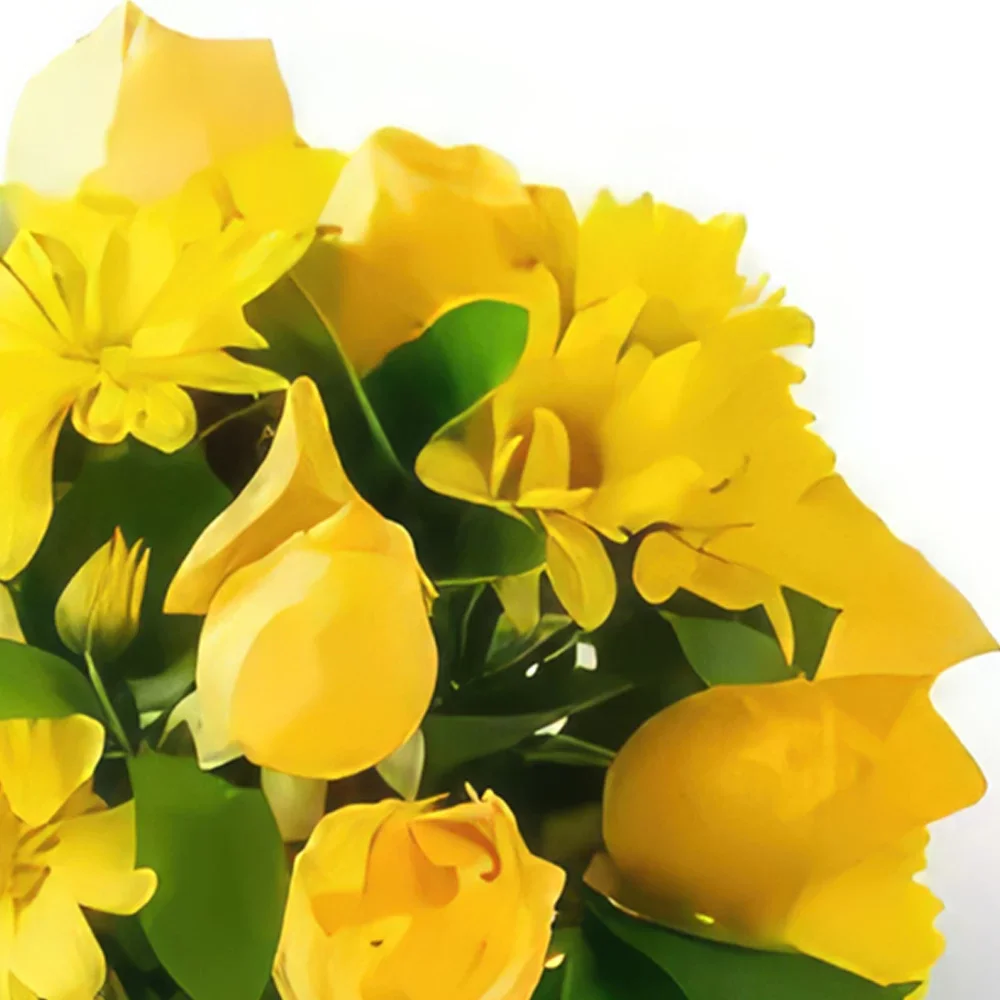 Рио де Жанейро цветя- Аранжировка на жълти маргаритки и рози Букет/договореност цвете