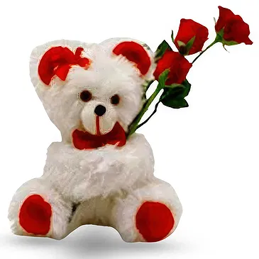 Greece flowers  -  Teddy Bear with Red Roses Flower Bouquet/Arrangement