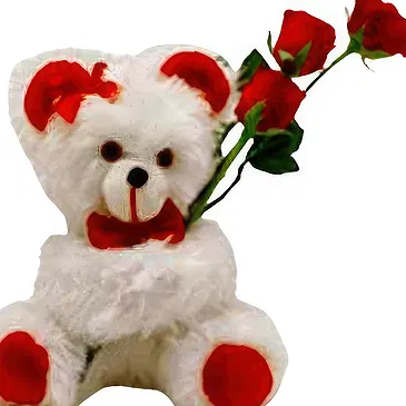Greece flowers  -  Teddy Bear with Red Roses Flower Bouquet/Arrangement