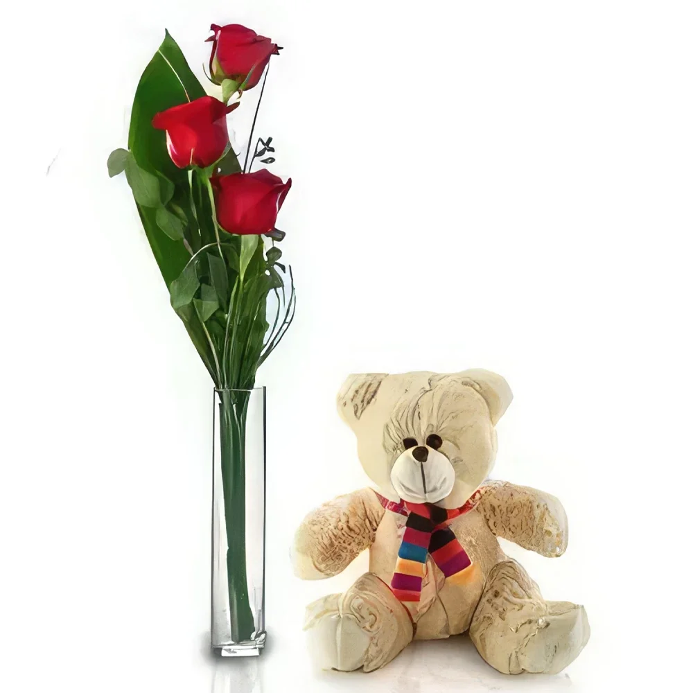 Verona flowers  -  Teddy with Love Flower Bouquet/Arrangement