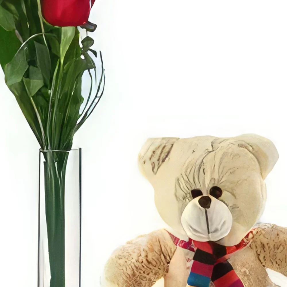 Milan flowers  -  Teddy with Love Flower Bouquet/Arrangement