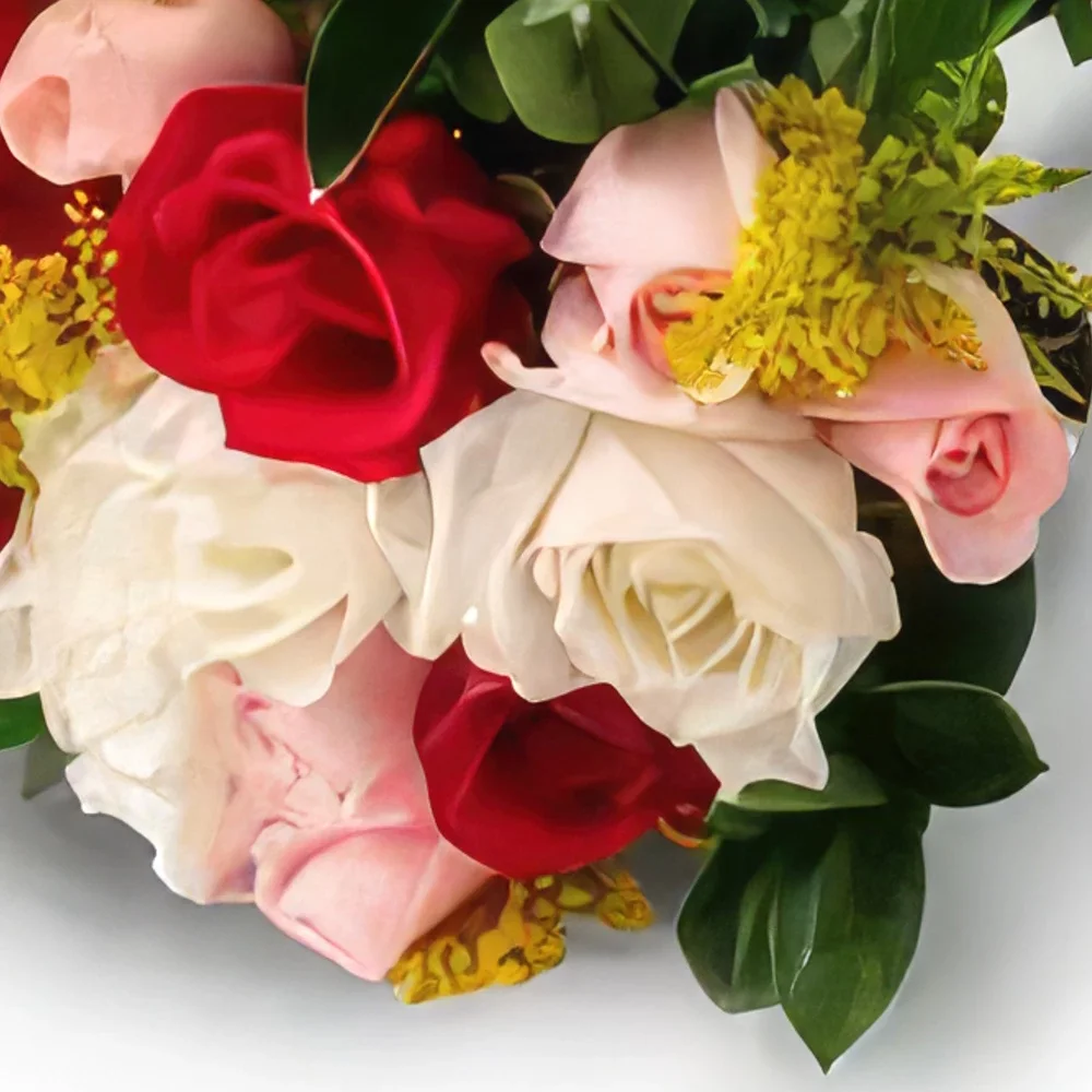 Salvador blomster- Bukett med 24 roser av tre farger Blomsterarrangementer bukett