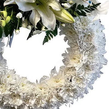 Rongo flowers  -  White Round Wreath Flower Bouquet/Arrangement