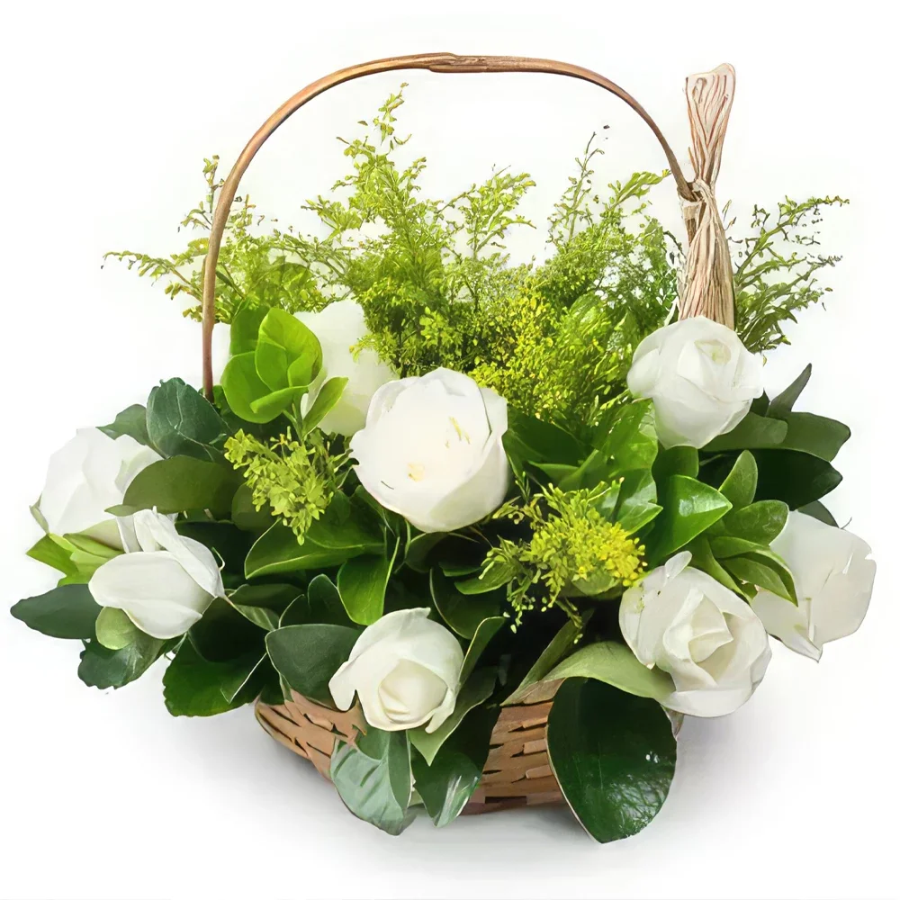 Белу-Оризонти цветы- Корзина с 15 белыми розами Цветочный букет/композиция