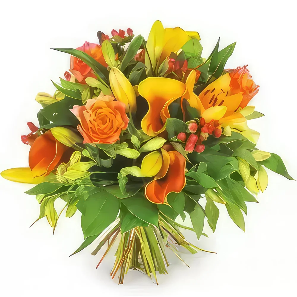 Λιλ λουλούδια- Τονωτικό πορτοκαλί μπουκέτο Μπουκέτο/ρύθμιση λουλουδιών