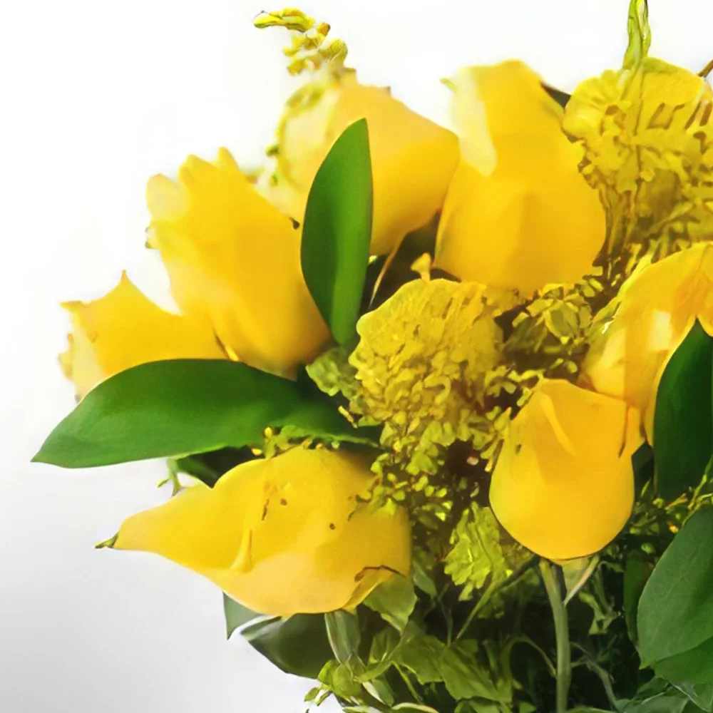 Рио де Жанейро цветя- Аранжировка от 17 жълти рози във ваза Букет/договореност цвете