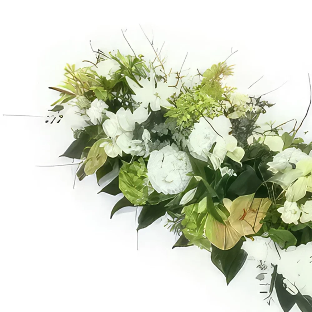 Bordeaux kukat- Ulysses valkoinen ja vihreä arkun yläosa Kukka kukkakimppu